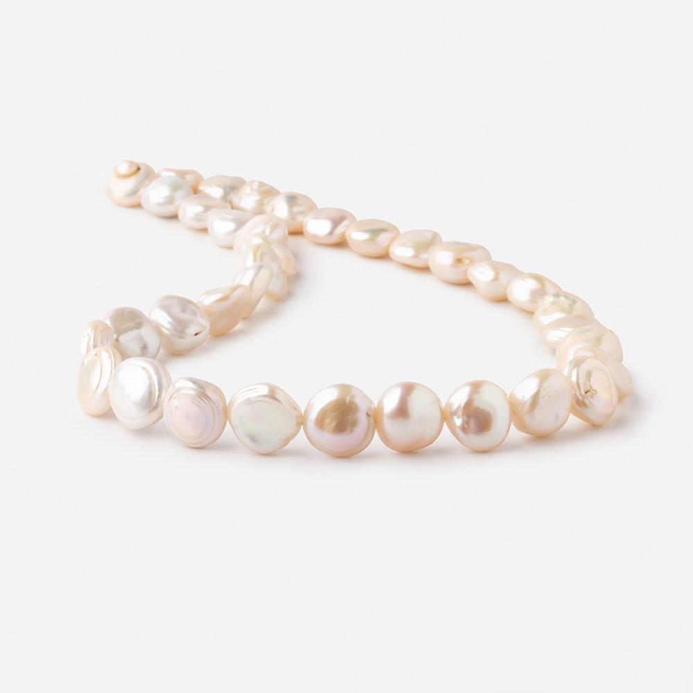 12-14mm Peach Side Drilled Keshi Freshwater Pearls 16 inch 35 pieces