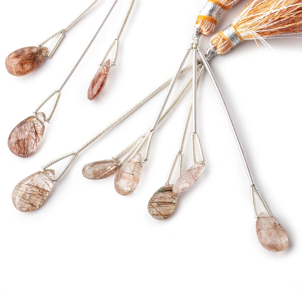 12-15mm Copper Rutilated Quartz Focal Bead Faceted Pear Set of 3