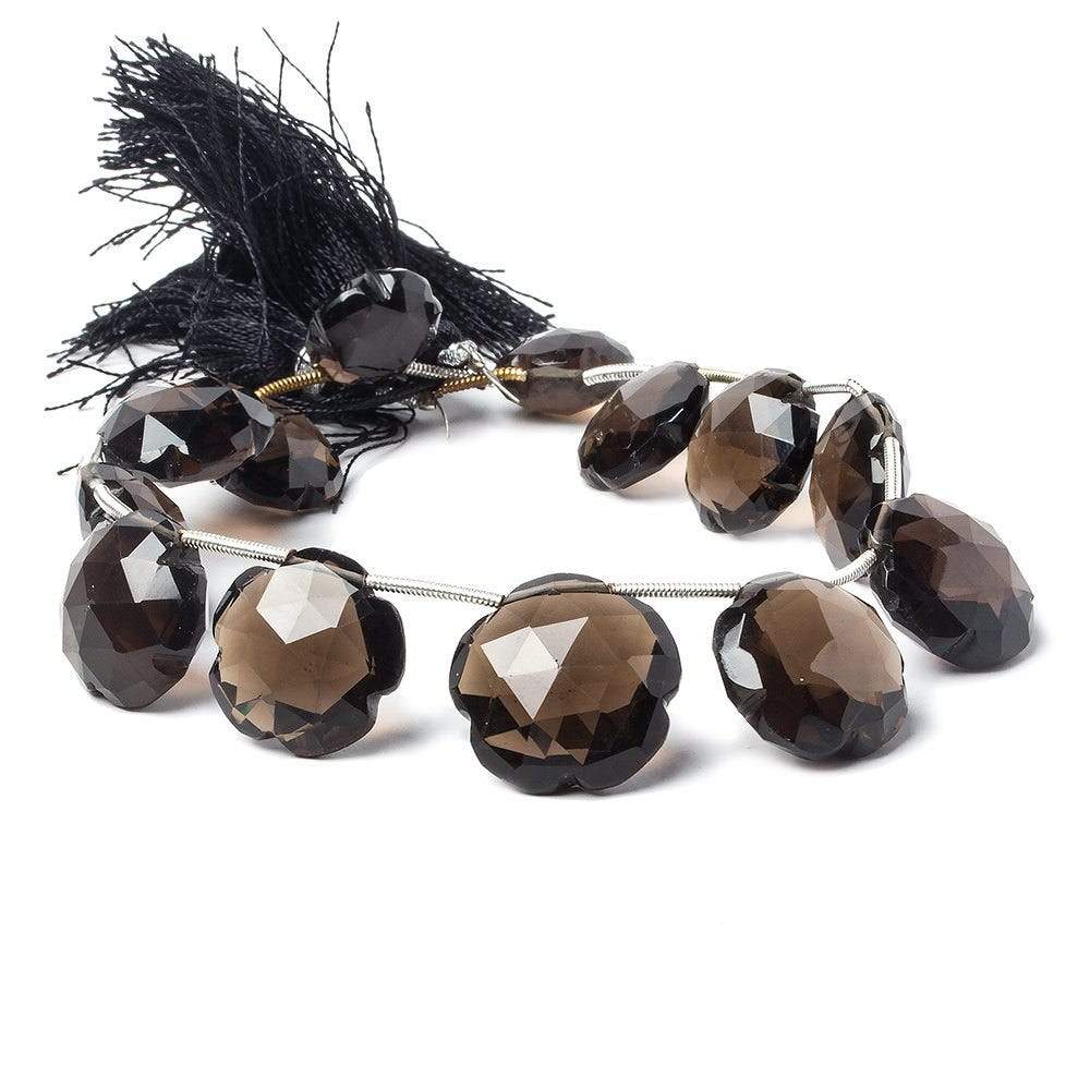 12-16mm Smoky Quartz Faceted Flower Beads 8 inch 13 pieces