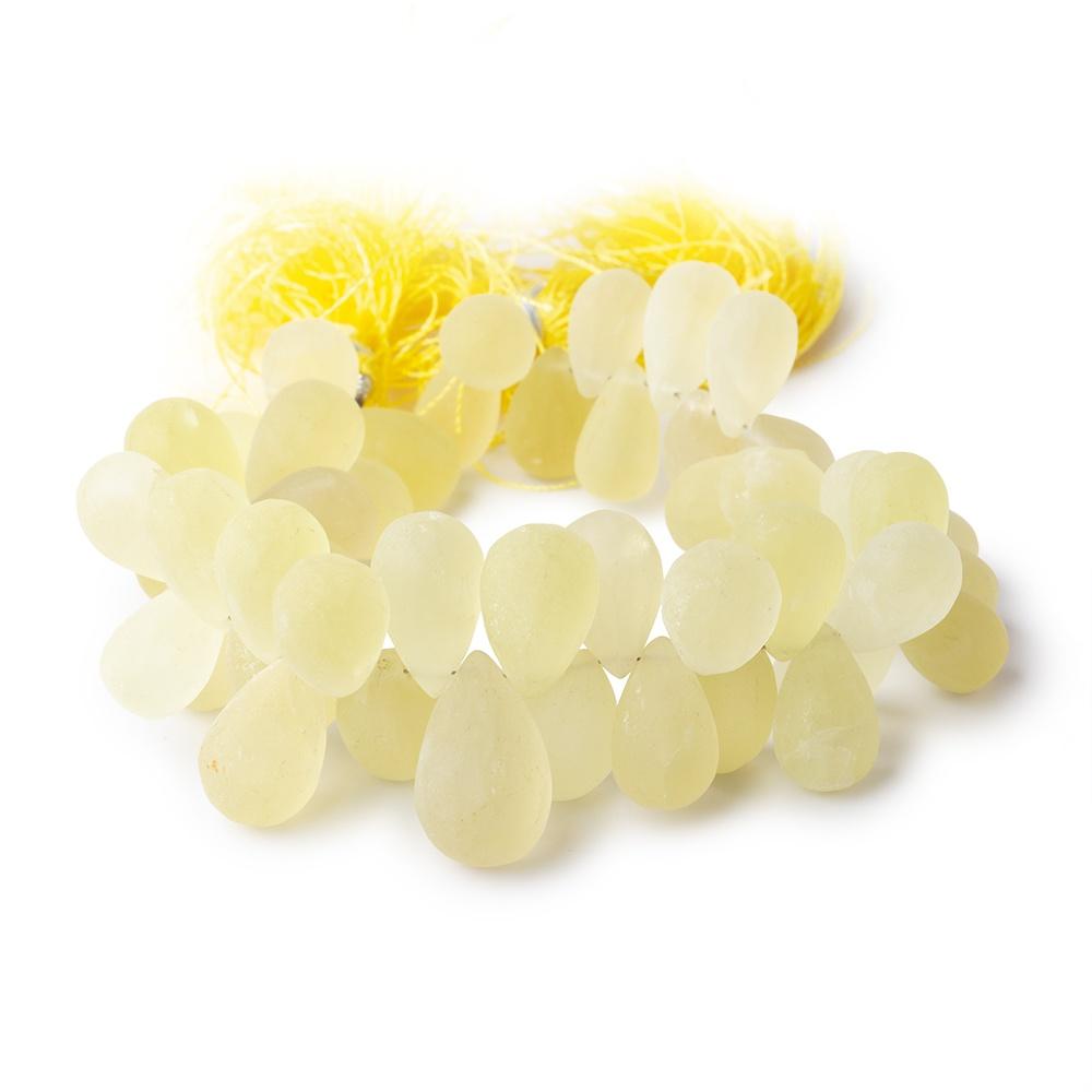 12-18mm Frosted Lemon Quartz Plain Tear Drop Beads 7 inch 50 pieces