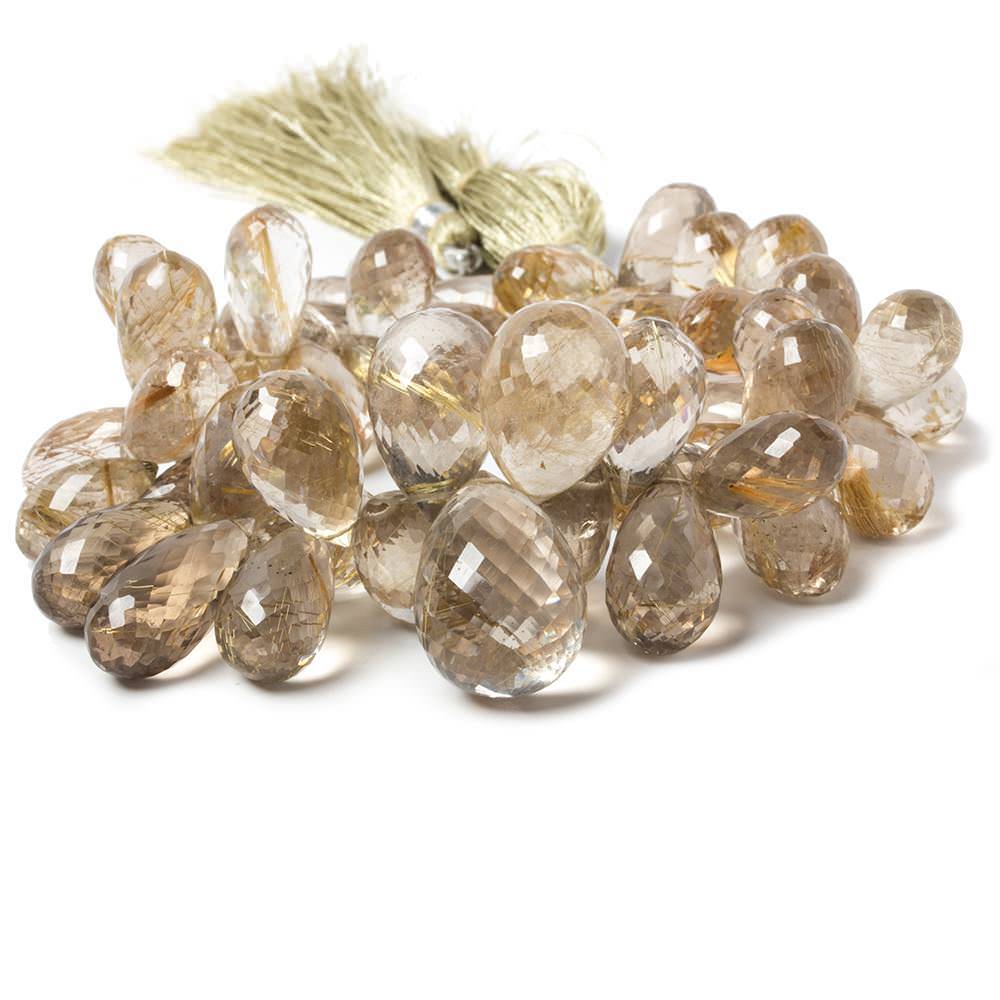12-20mm Golden Rutilated Quartz Beads Tear Drop Briolette, AAA Grade 7.75 inch 52 pieces