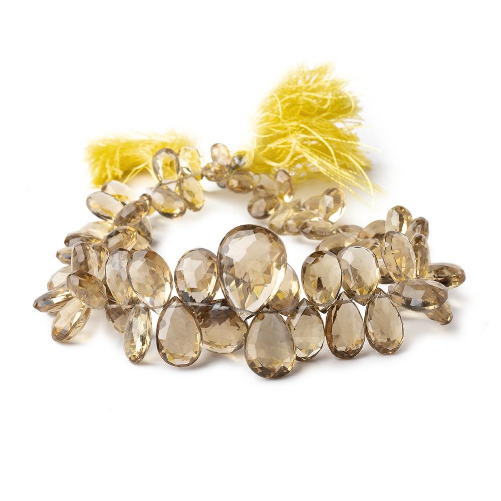 12-24mm Dark Lemon Quartz Faceted Pear Beads 10 inch 66 pieces