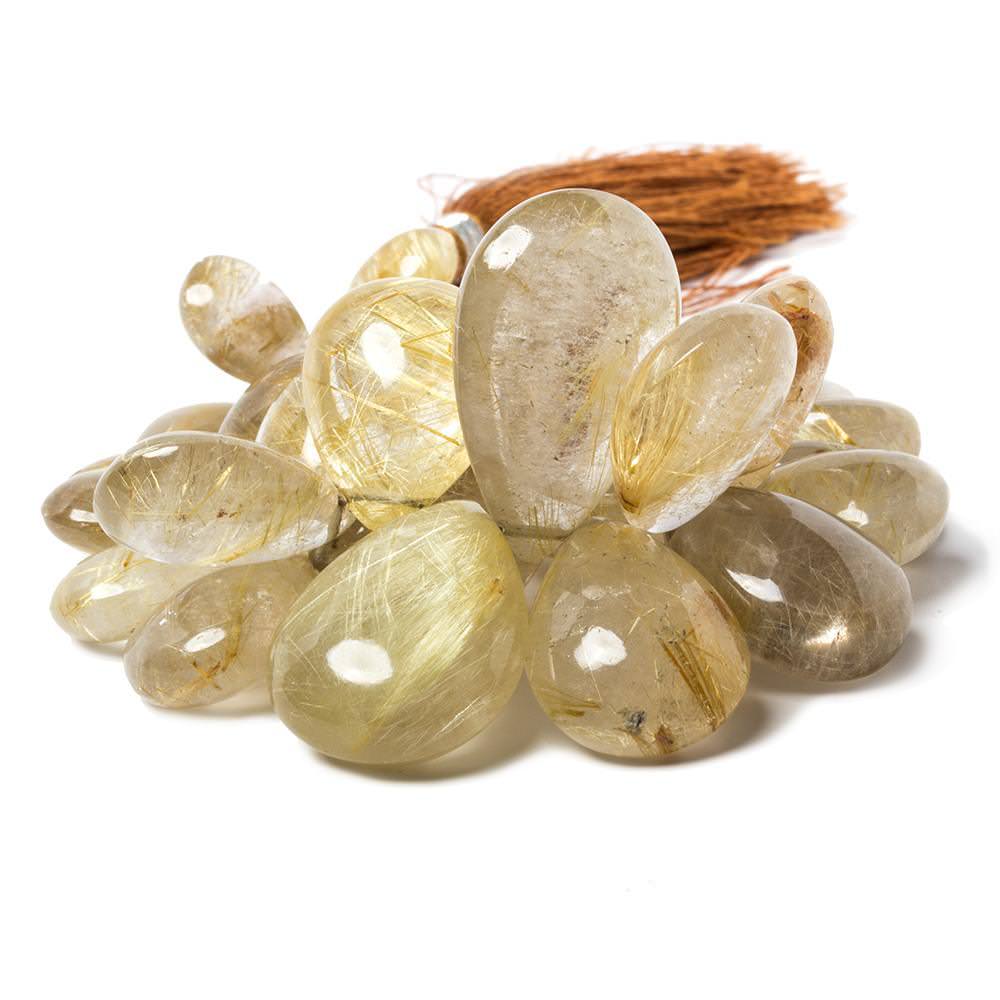 12-28mm Rutilated Quartz Plain Pear Beads 6.5 inch 31 beads