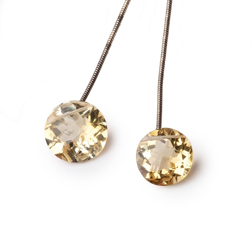 12.5-13.5mm Citrine Faceted Coin Focal Set of 2 Beads