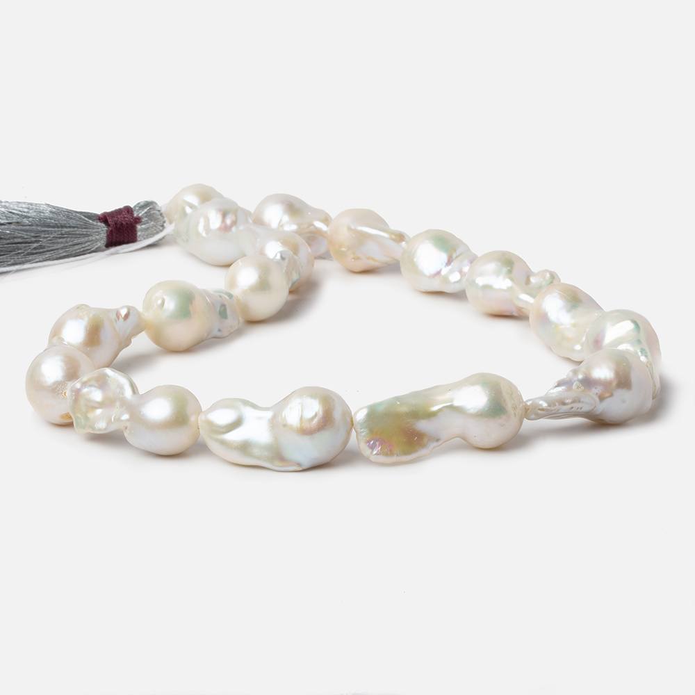 12.5-13.5mm White Ultra Baroque Freshwater Pearls 16 inch 17 pieces AA 0.8mm drill hole