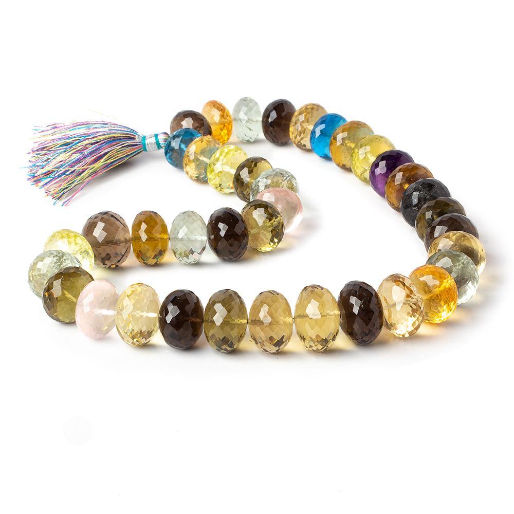 12.5-17.5mm Multi Gemstone Faceted Rondelle Beads 16 inch 38 pieces AAA Grade