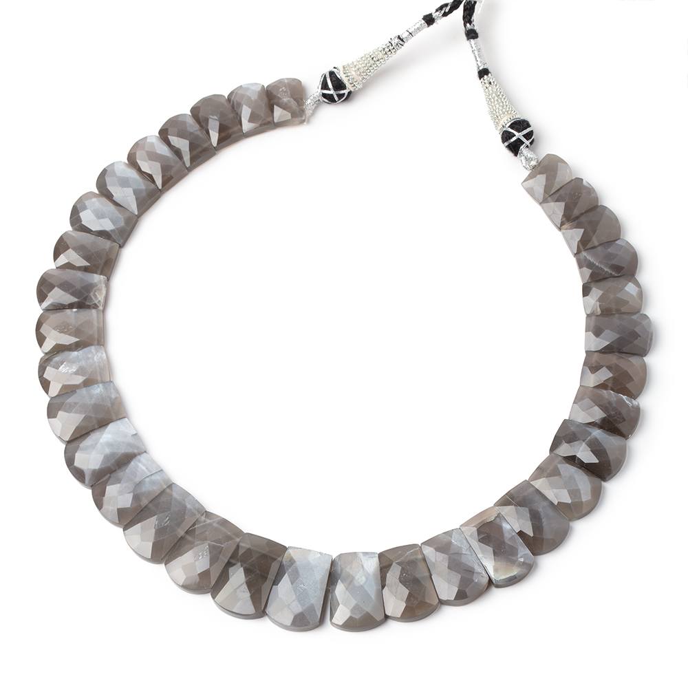 12.5-21mm Platinum Gray Moonstone Faceted Fancy Shape Collar 33 Beads