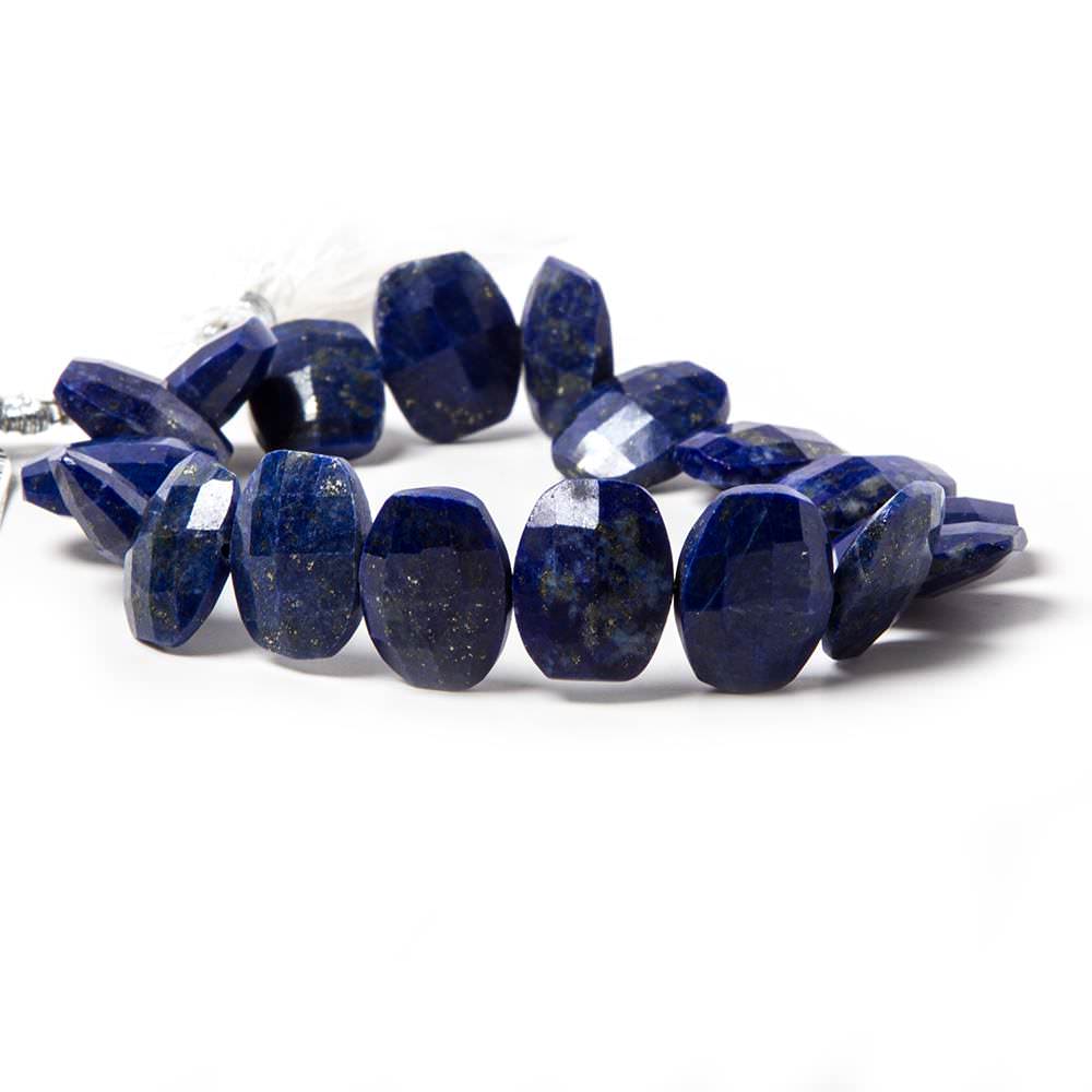 12.5x10mm Lapis Lazuli side drilled Faceted Cushion Beads 7 inch 17 pieces