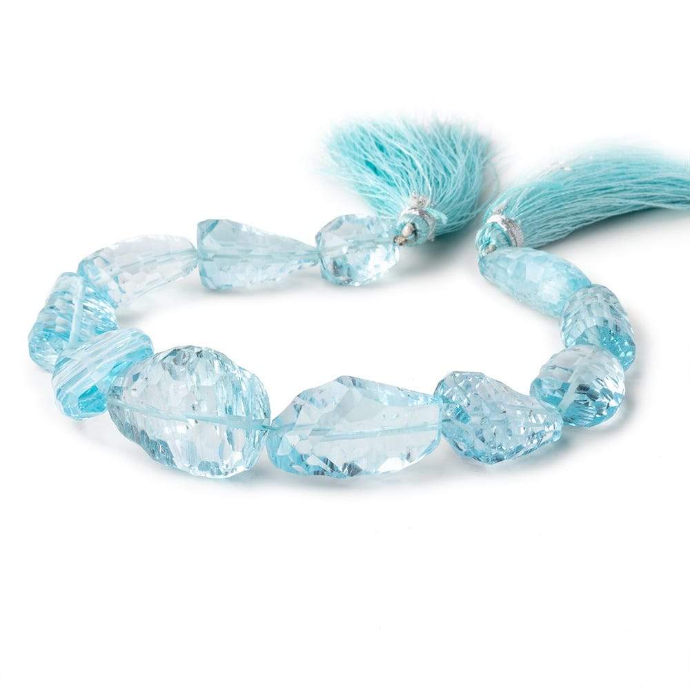 12.5x11-24x18mm Sky Blue Topaz Concave Faceted Nuggets 8 inch 11pcs