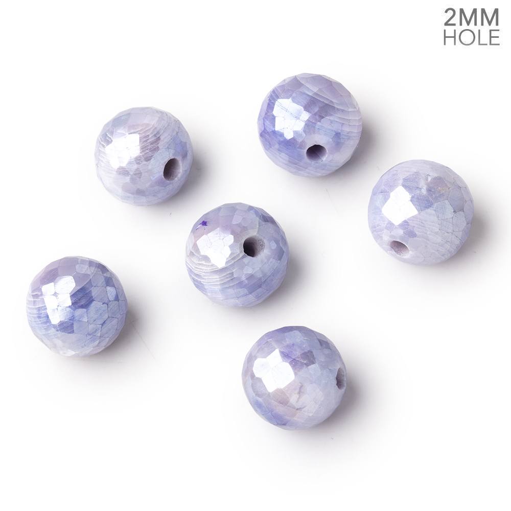 12mm Mystic Purple Moonstone 2mm Large Hole Faceted Round Bead Focal 1 piece
