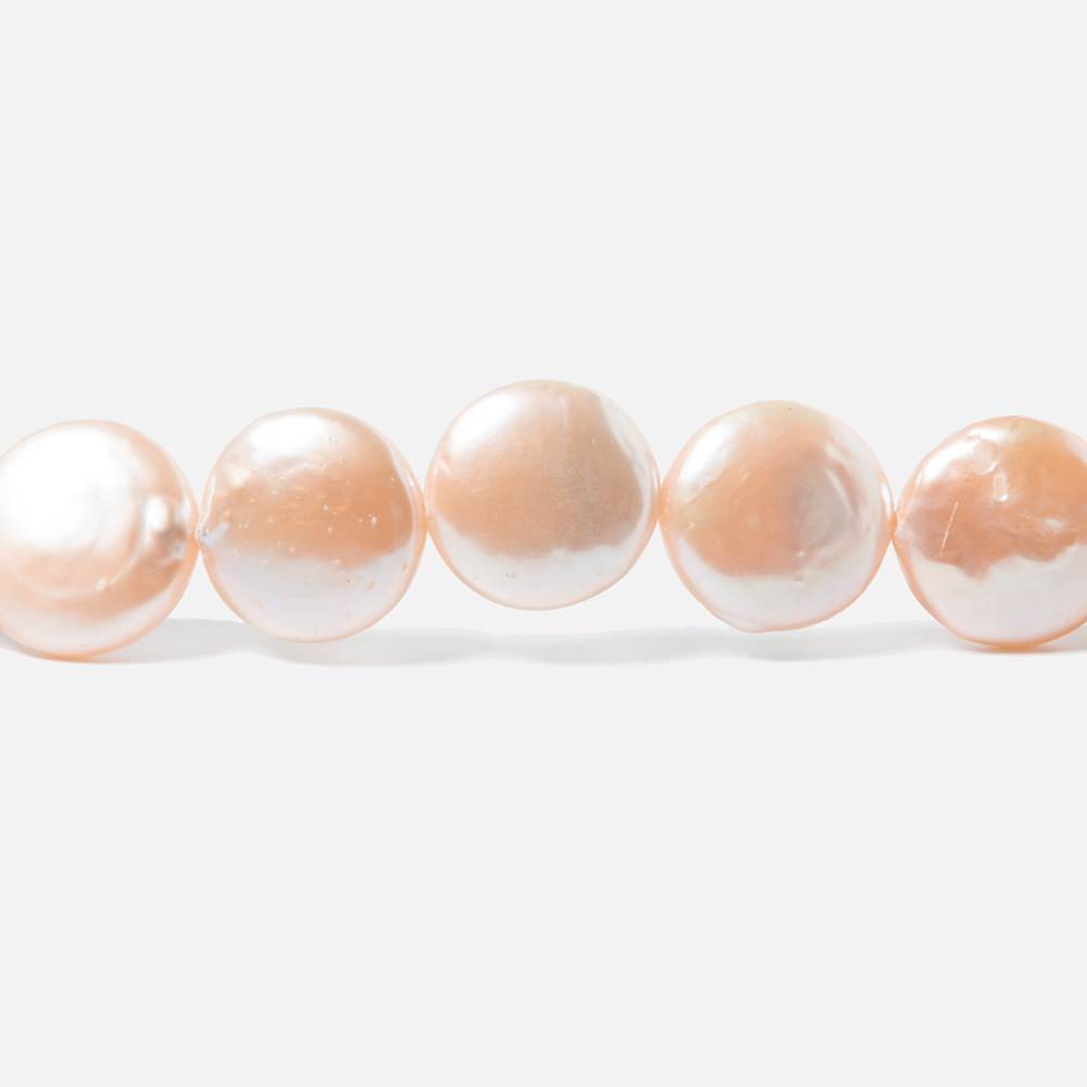 12mm Rose' Blush Coin Freshwater Pearls 16 inch 32 pieces