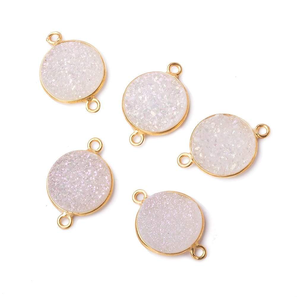 13mm Vermeil Bezel Mystic Pearl Drusy Coin 2 ring Connector 1 piece