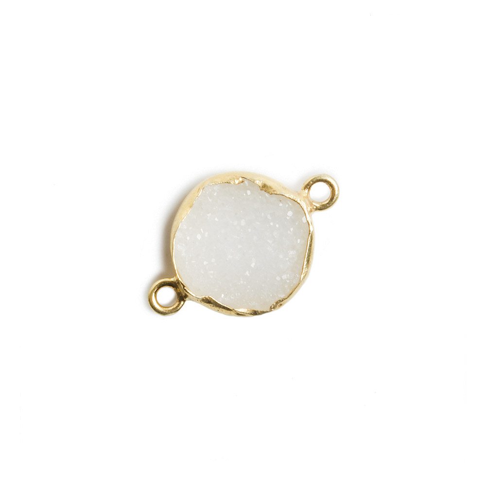 12mm Vermeil Bezel White Drusy Coin 2 ring Charm Connector 1 piece