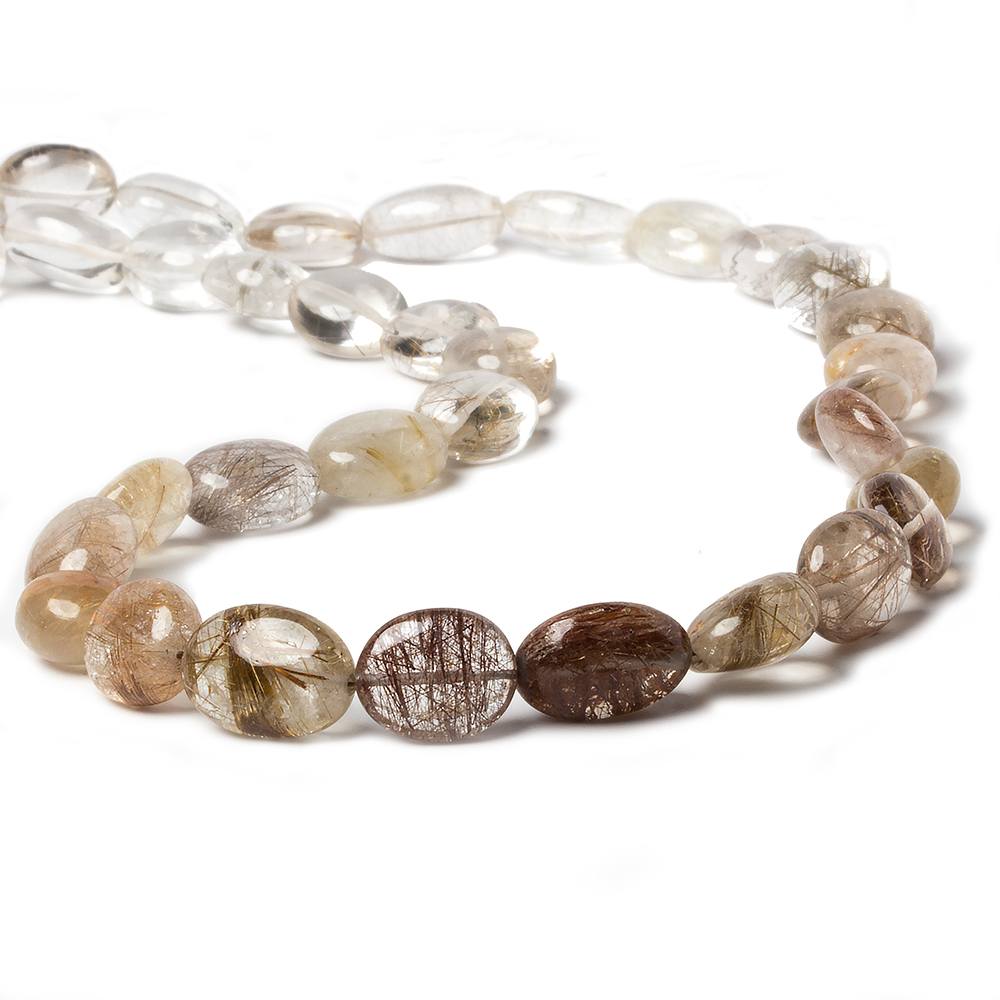 12x10-15x10mm Rutilated Quartz plain oval beads 16 inch 31 pieces