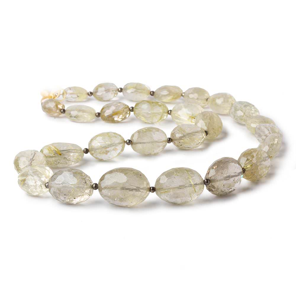 12x10-18x14mm Golden Rutilated Quartz straight drilled faceted oval beads 18 inch 17 pieces AA