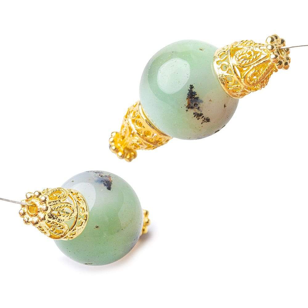 12x10mm 22kt Gold plated Copper Filigree Bead Caps 8 inch 18 pieces