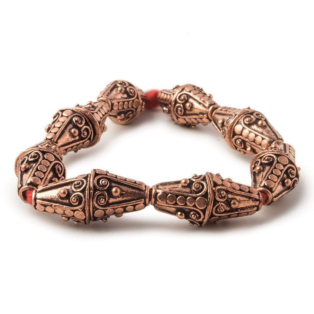 12x10mm Antiqued Copper Cone Bali Design 8 inch 16 pcs