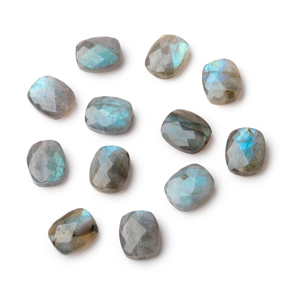 12x10mm Labradorite Faceted Rectangle Focal Set of 2 Beads AA 1mm hole