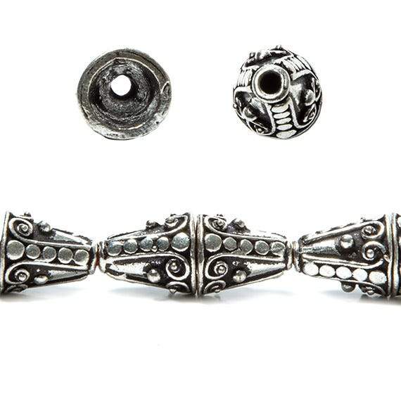 12x10mm Sterling Silver Plated Copper Cone Bali Design *DISCONTINUED*