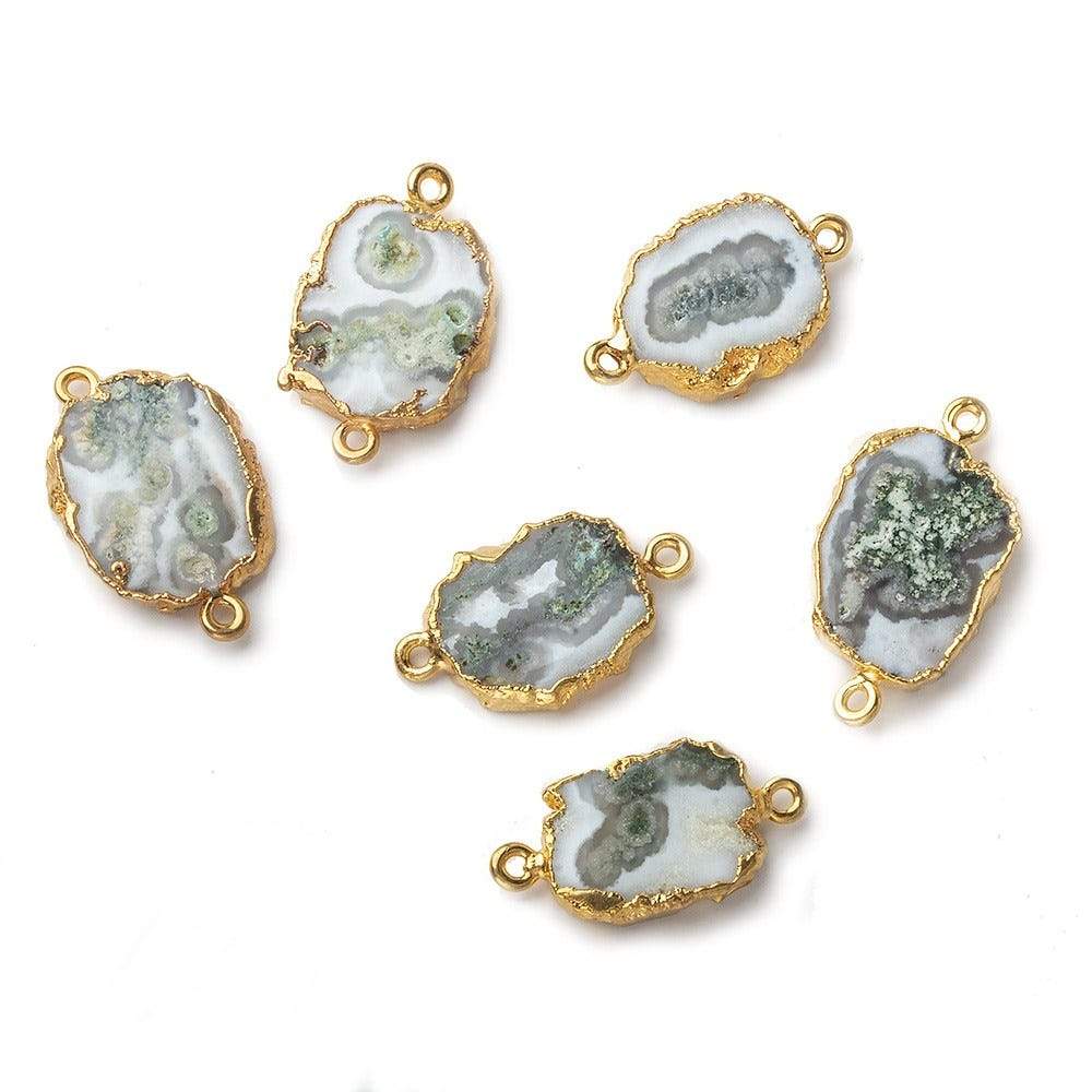 12x10x3mm Gold Leafed Solar Quartz Slice Connector 1 piece