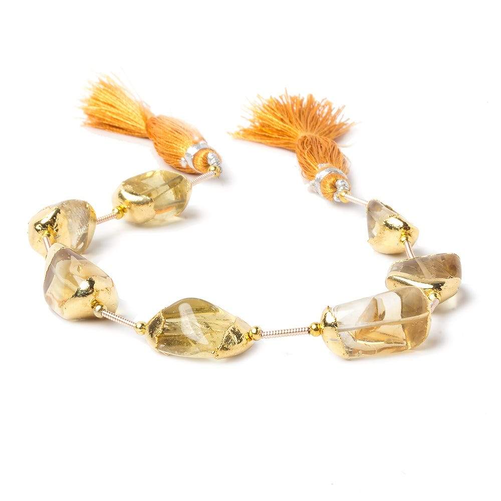 12x10x6-17x13x9mm Gold Leafed Citrine Plain Nugget Beads 8 inch 7 pieces