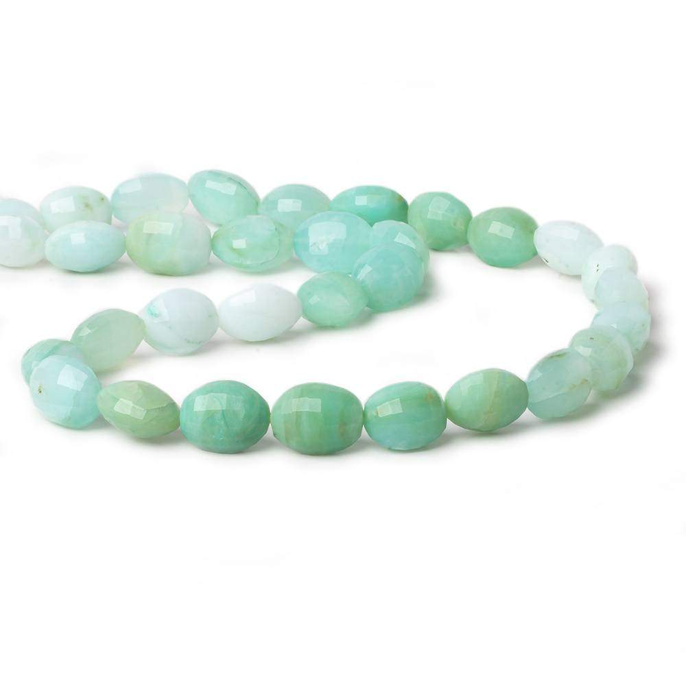 12x11-14x11mm Blue Peruvian Opal Faceted Ovals 15 inch 28 beads