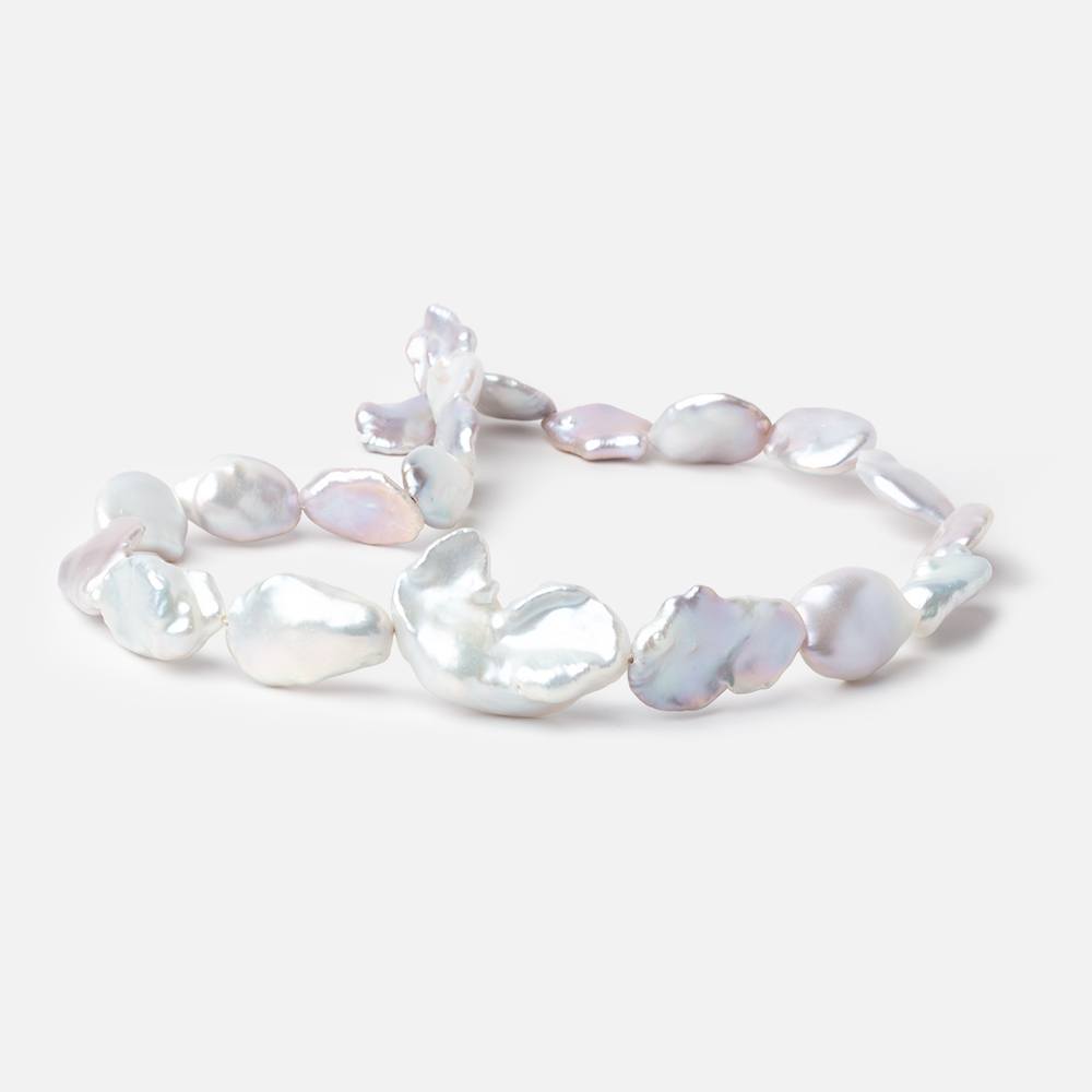 12x11-22x20mm Pale Silver Keshi Freshwater Pearls 16 inch 21 beads AA