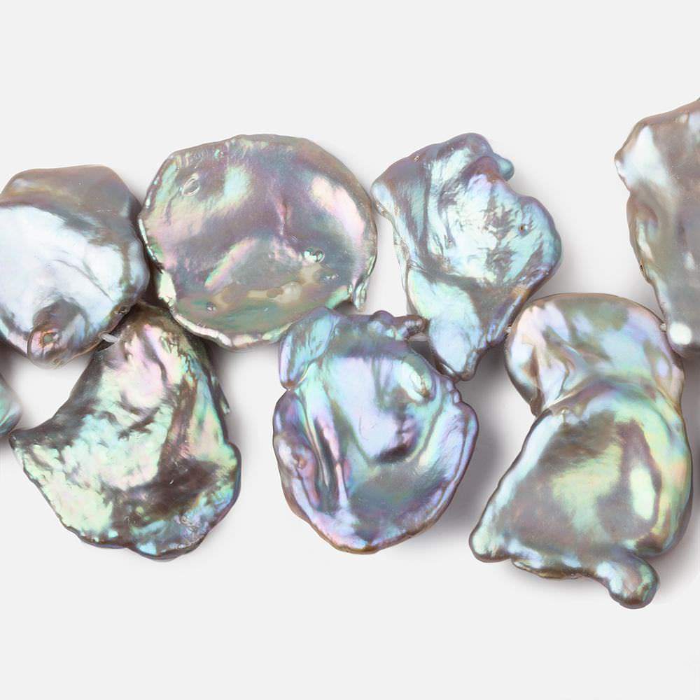 12x11-26x20mm Silver Peacock Ultra Keshi Freshwater Pearls 16 inch 37 pcs AAA