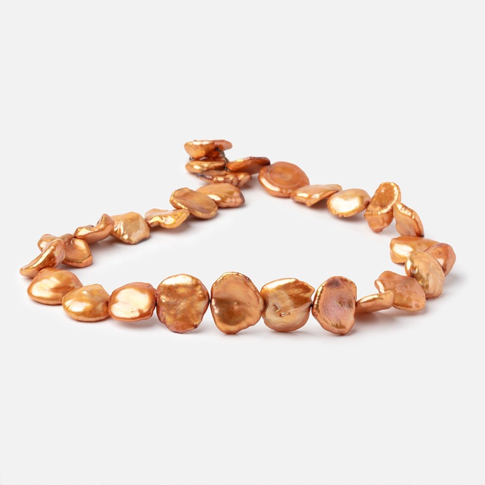 12x12-15x13mm Sunset Orange Keshi Freshwater Pearls 16 inch 28 Beads