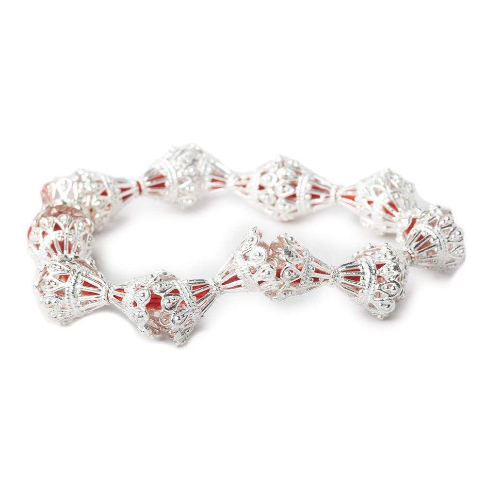 12x12mm Sterling Silver Plated Copper Victorian Scalloped Cone 8 inch 20 pcs