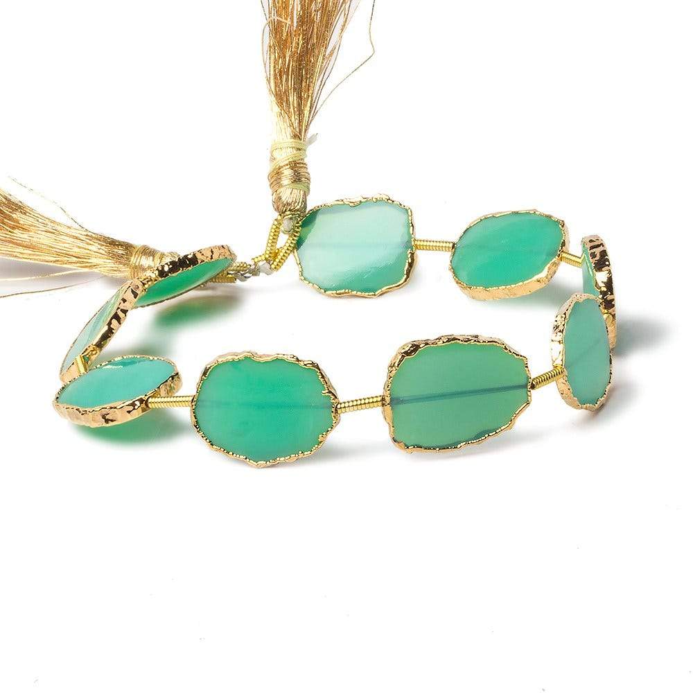 12x15-13x16mm Gold Leafed Mint Green Onyx straight drilled Slices 8 inch 9 beads