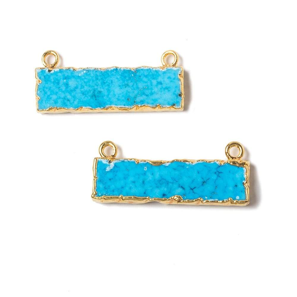 12x29mm Gold Leafed Turquoise Howlite Plain Bar Connector 1 piece