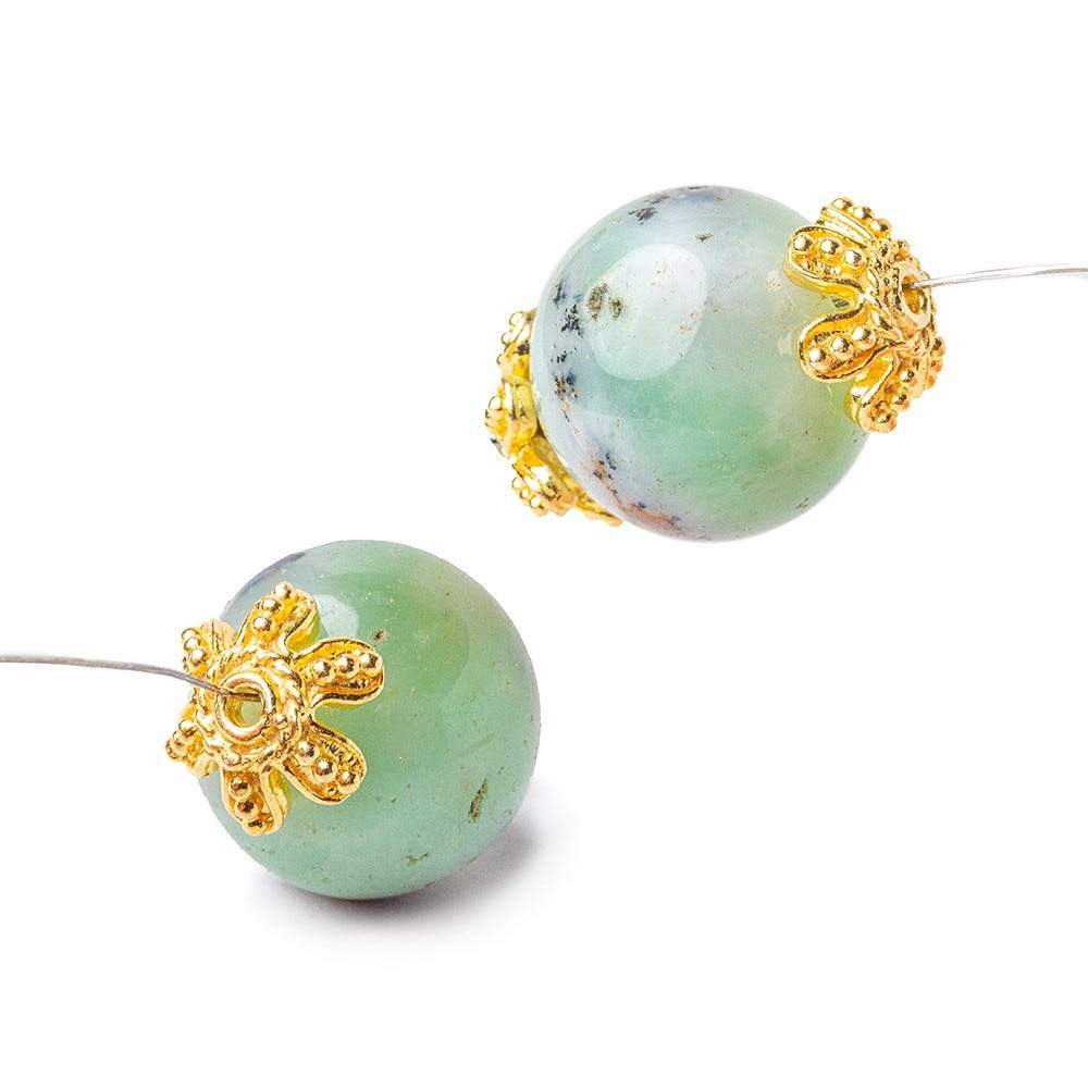 12x5mm 22kt Gold Plated Copper Granulated Bead Cap 8 inch 44 pieces