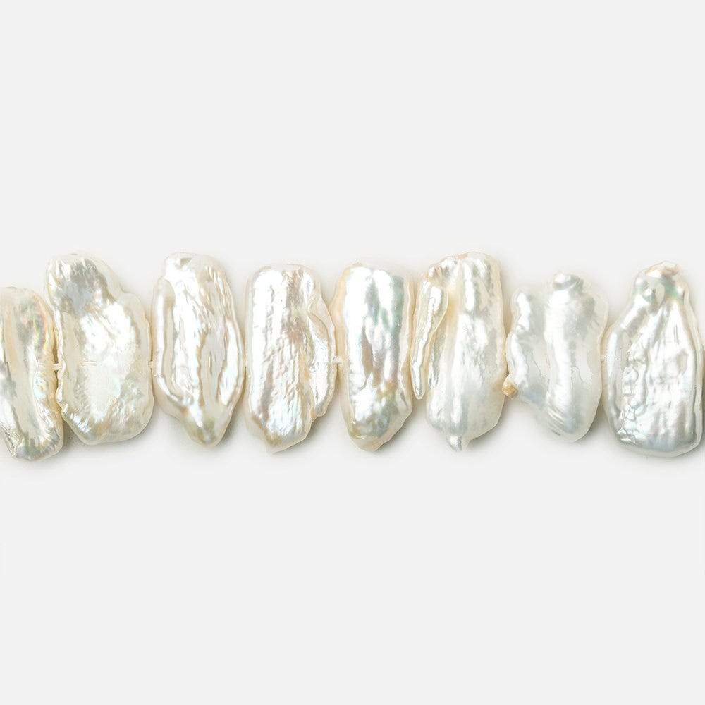 12x6-20x7mm Off White Biwa Side Drilled Freshwater Pearls 14.5 inch 47 pcs