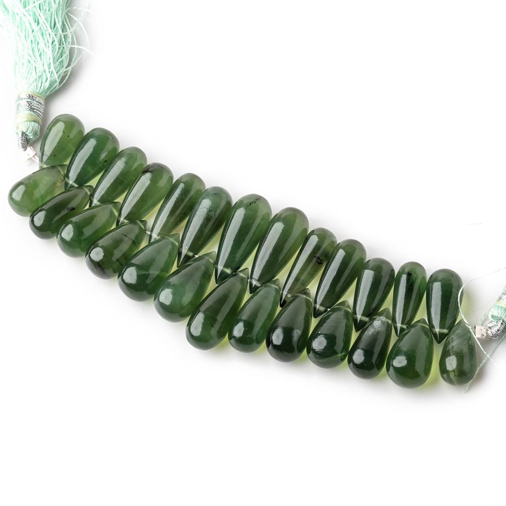 12x7-18x7mm Nephrite Jade Plain Tear Drop Beads 3 inch 26 pieces