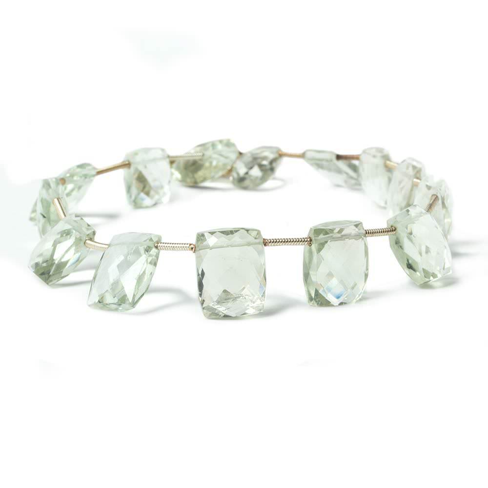 12x7mm-14x10mm Prasiolite Side Drilled Rectangle Beads 8 inch 13 pieces