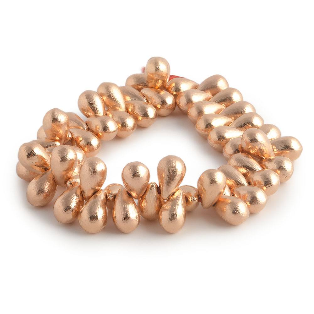 12x7mm Rose Gold plated Brushed Tear Drop Beads 8 inch 50 pieces