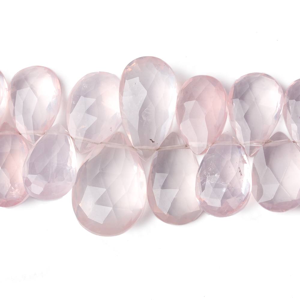 12x8-19x13mm Rose Quartz faceted Pear Briolette Beads 6 inch 31 pieces AA