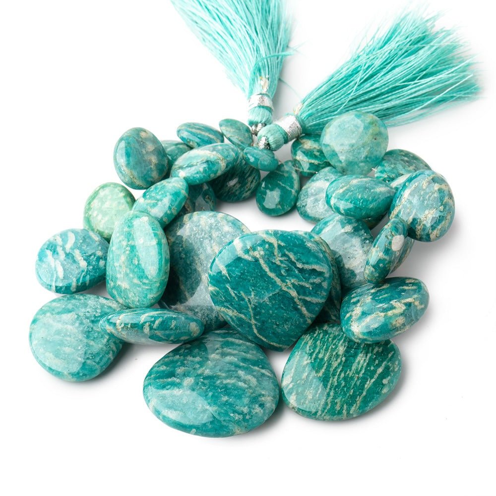 12x8-30mm Russian Amazonite Plain Hearts & Pears 8 inch 33 Beads