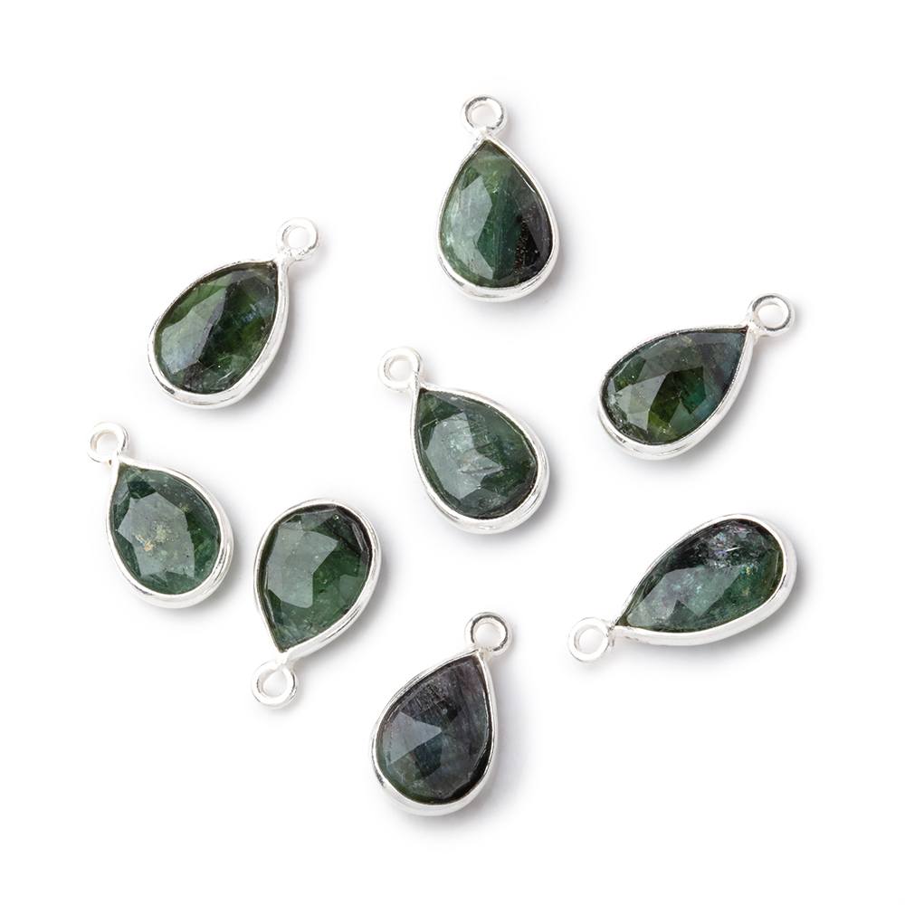 12x8.5mm Sterling Silver Bezel Green Tourmaline Faceted Pear 1 Pendant