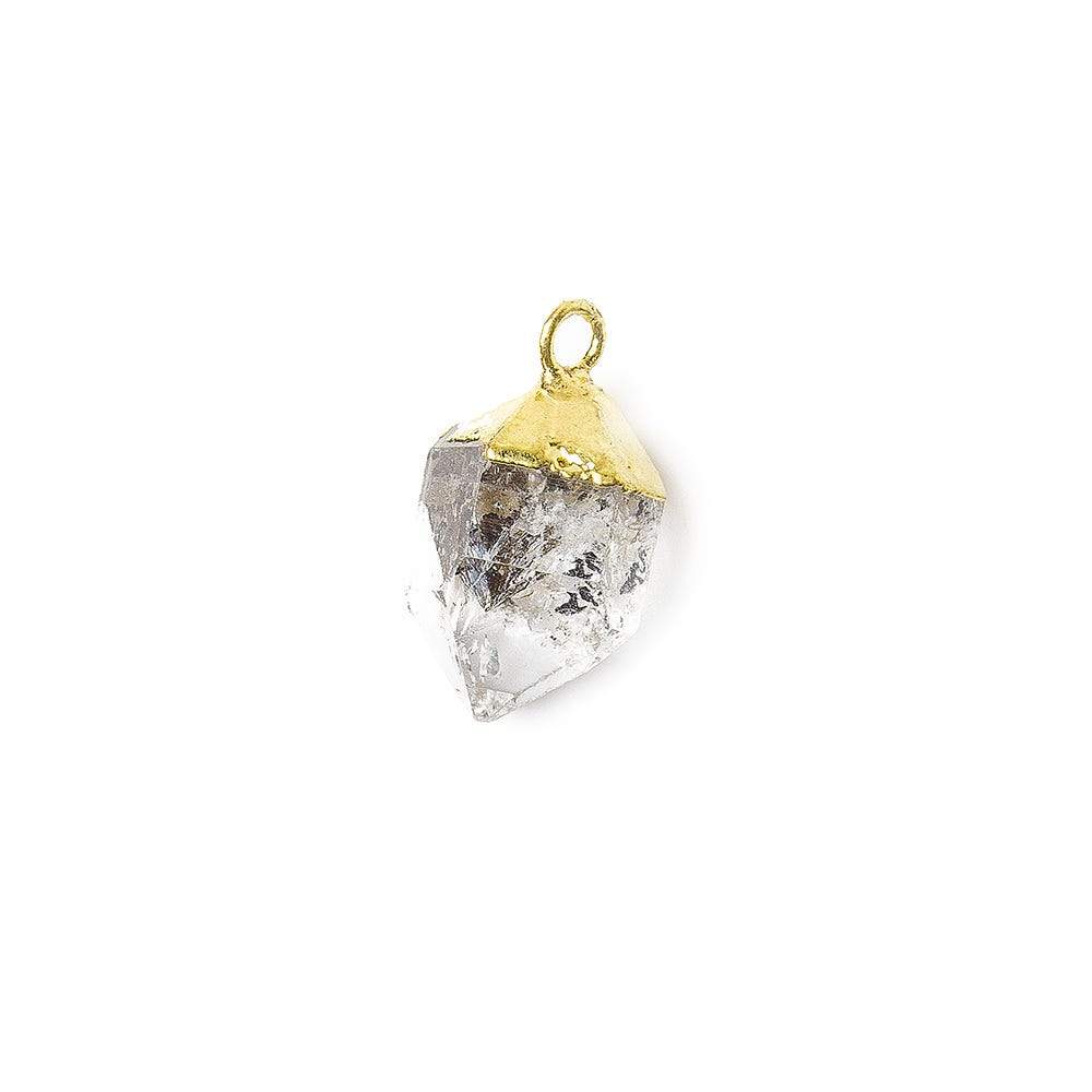 12x8mm Gold Leafed Double Terminated Quartz Natural Crystal Pendant 1 piece