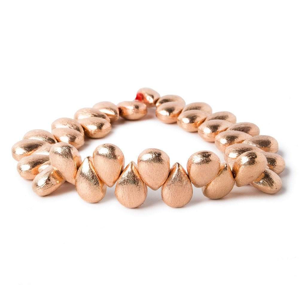 12x8mm Rose Gold plated Copper Brushed Pear Beads 8 inch 32 pieces