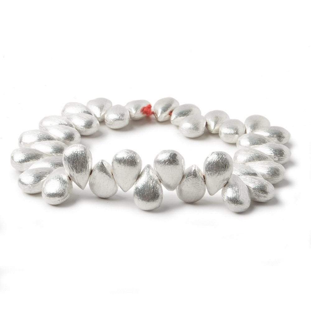 12x8mm Silver plated Copper Brushed Pear Beads 8 inch 32 pcs