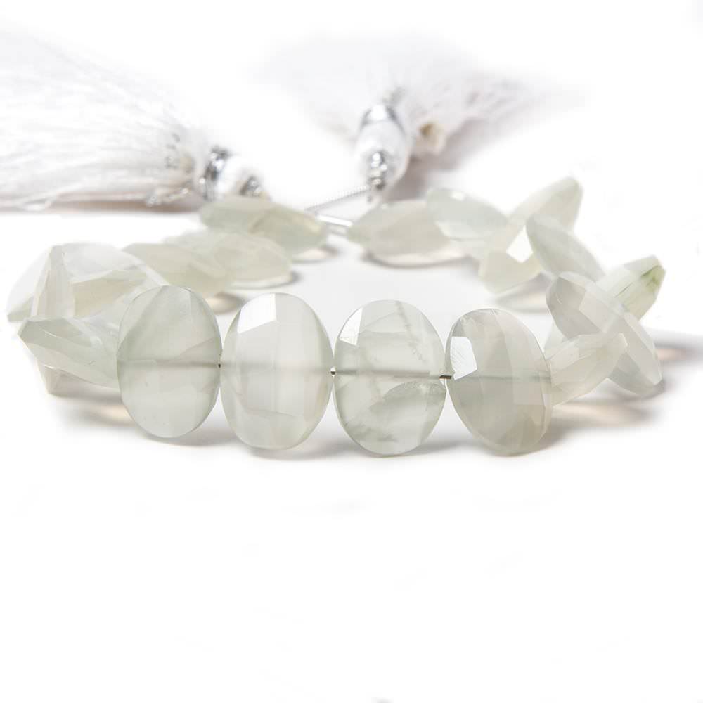 12x9-13x10mm Cream Moonstone side drilled Faceted Cushions 7 inch 17 Beads