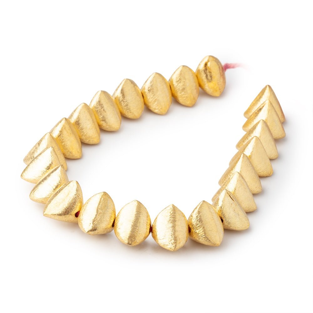 12x9mm 22kt Gold Plated Copper Brushed Trillion 8 inch 22 Beads
