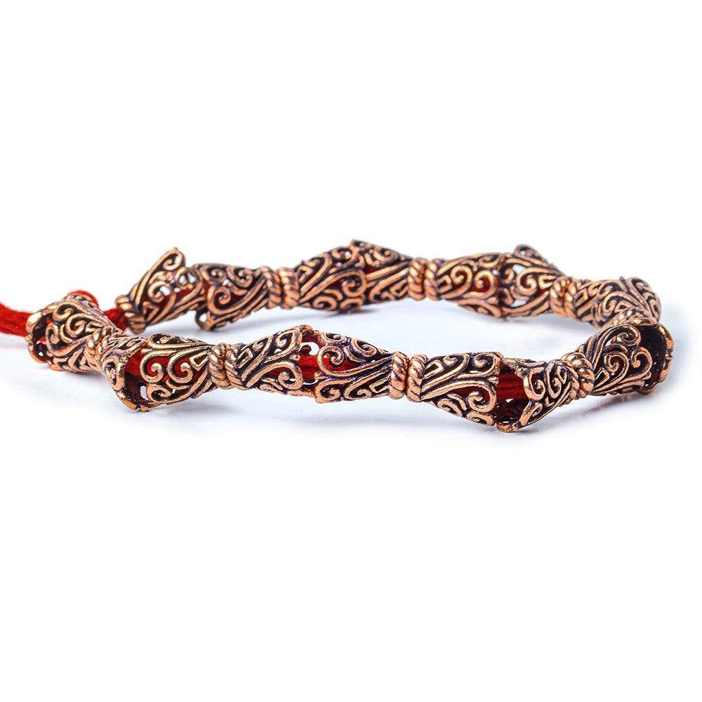 12x9mm Copper Scroll Vine Bead Cap 8 inch 18 pcs
