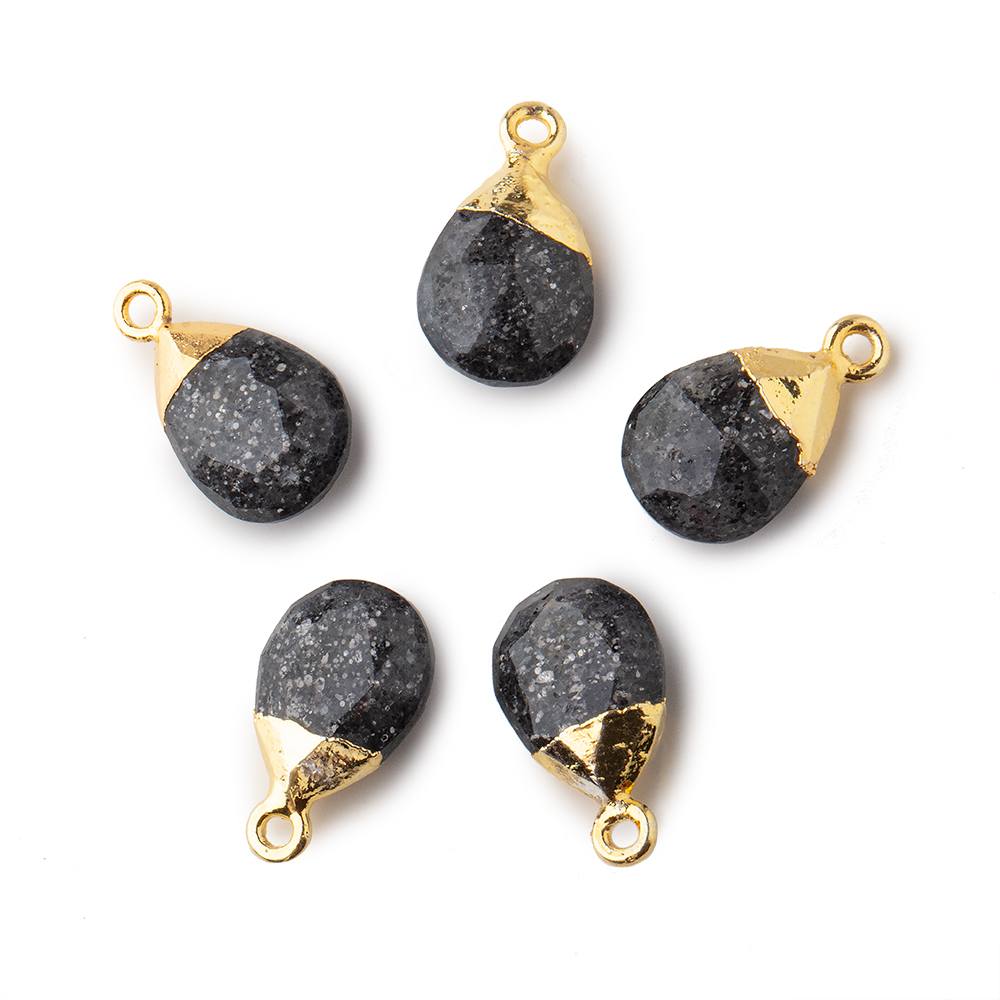 12x9mm Gold Leafed Celestial Quartz faceted pear 1 focal bead