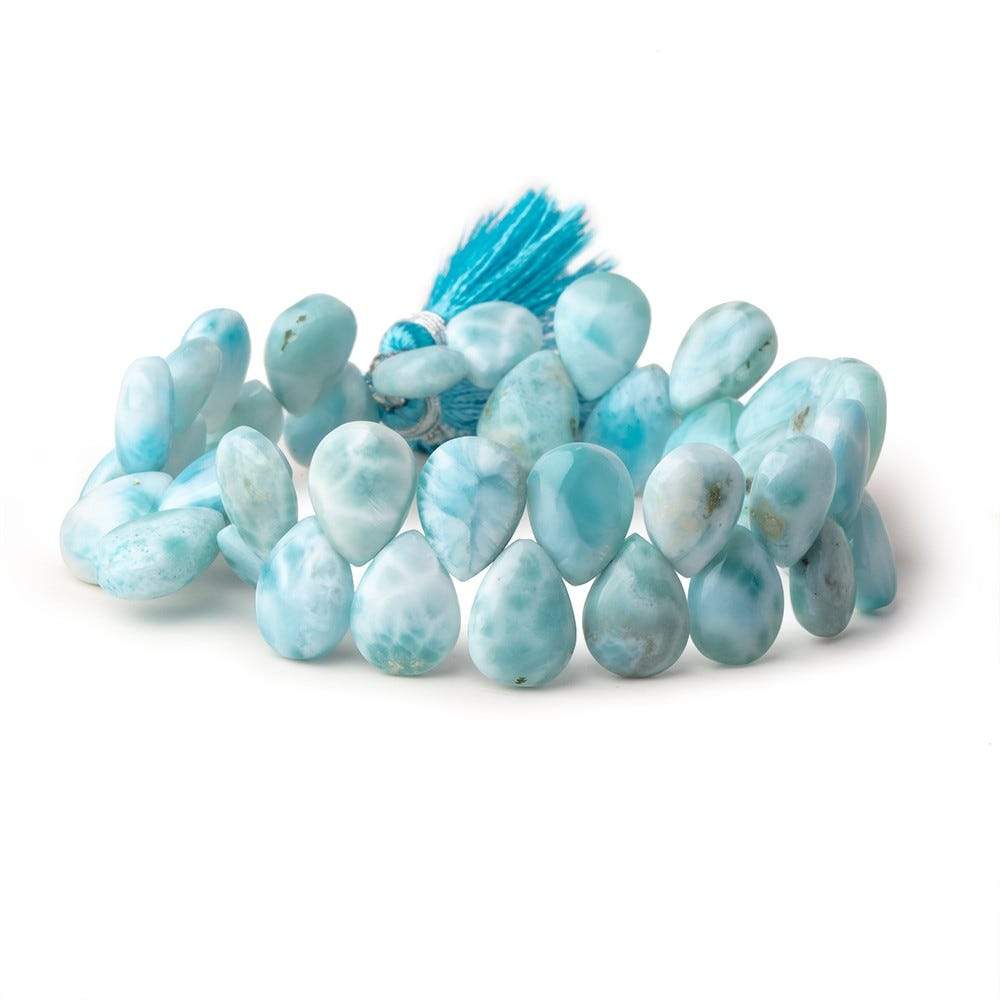 12x9mm Larimar Plain Pear Beads 7.5 inch 37 pieces AA
