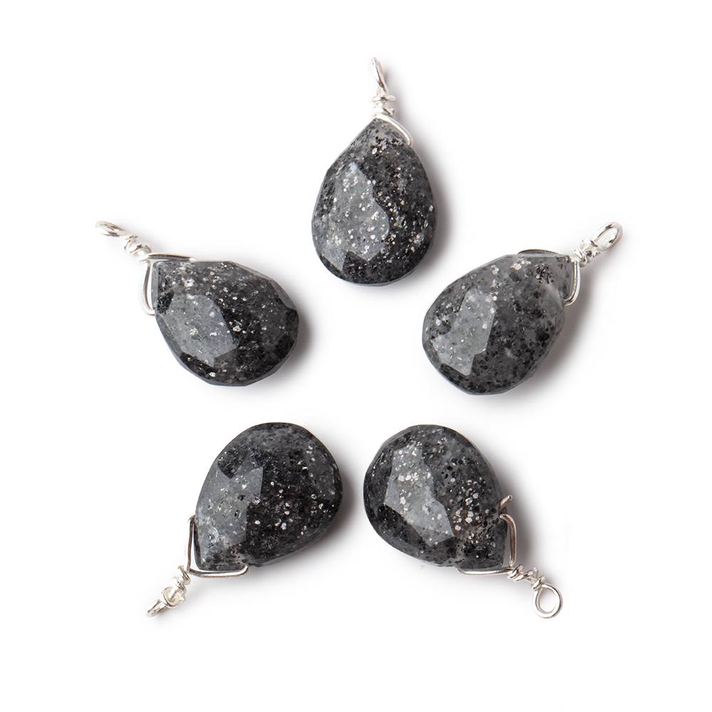 12x9mm Silver Wire Wrapped Celestial Quartz Faceted Pear 1 Focal Pendant