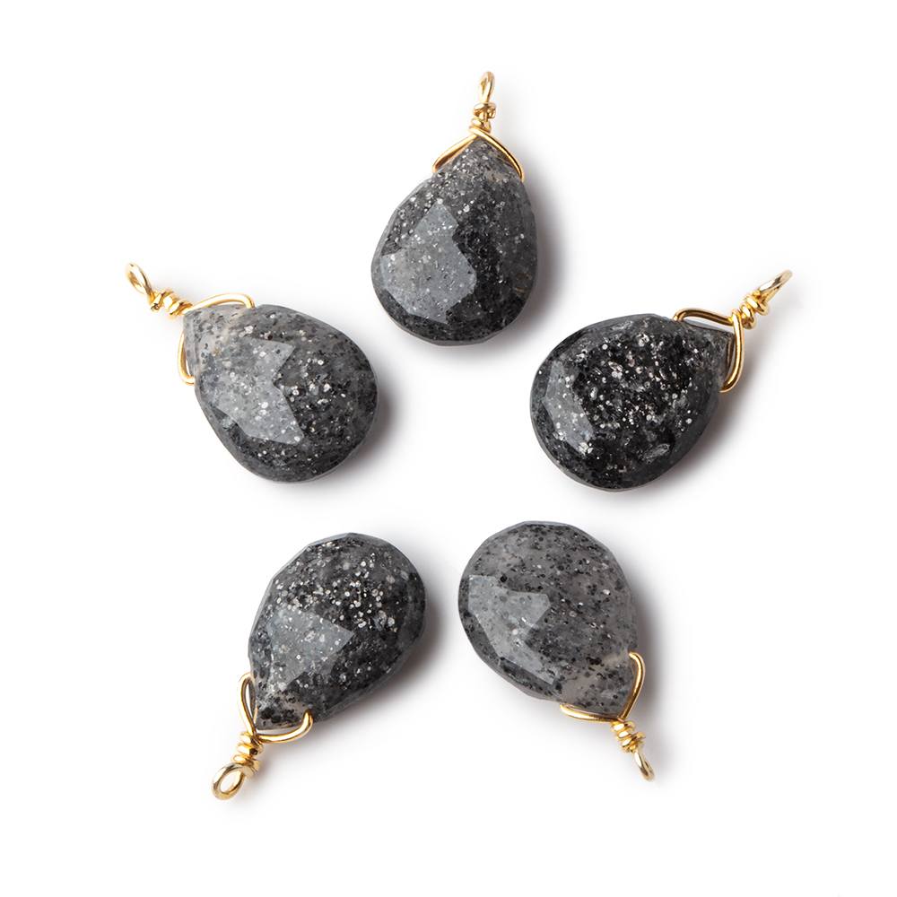 12x9mm Vermeil Wire Wrapped Celestial Quartz Faceted Pear 1 Focal Pendant